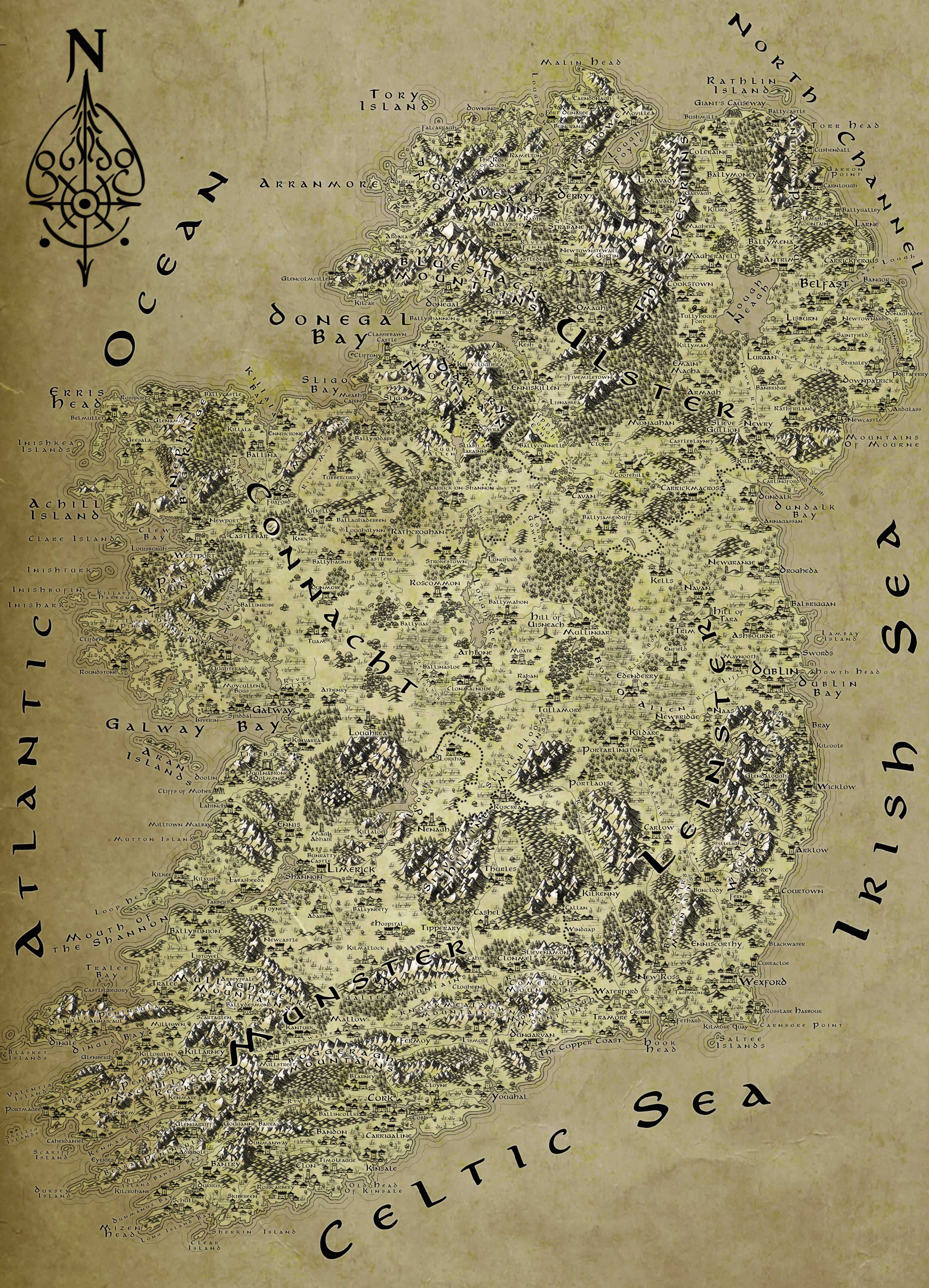 Ireland Fantasy Map Lord of the Rings Tolkien Wallpaper Mural