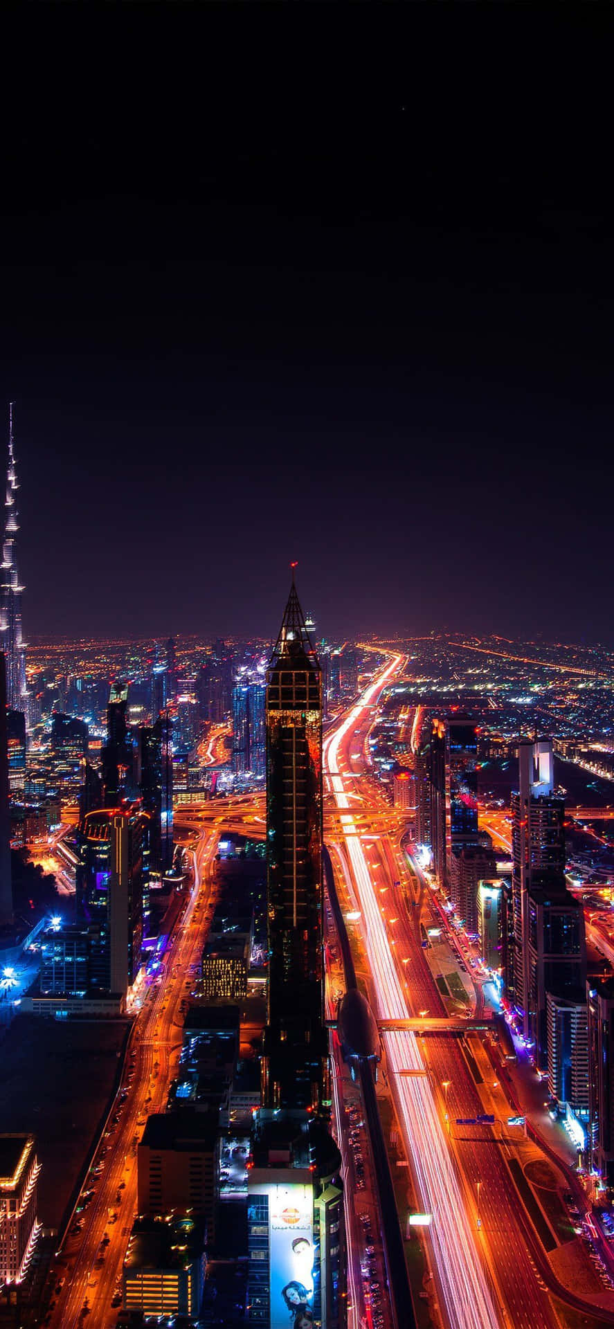 Download Dubai City iPhone Display At Night Wallpaper