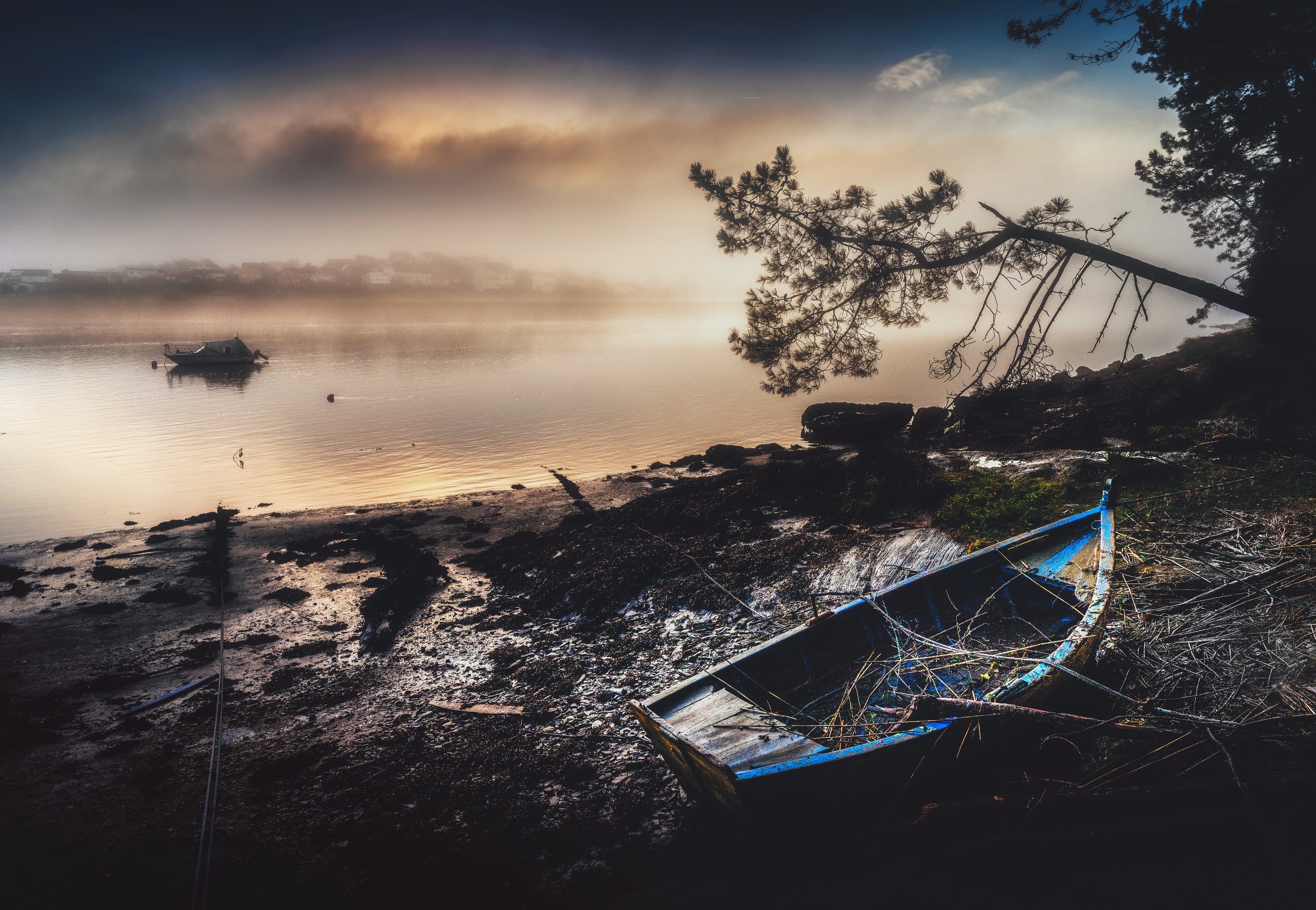 Wallpaper / dark, boat, vehicle, mud, dirt, nature, outdoors, water free download