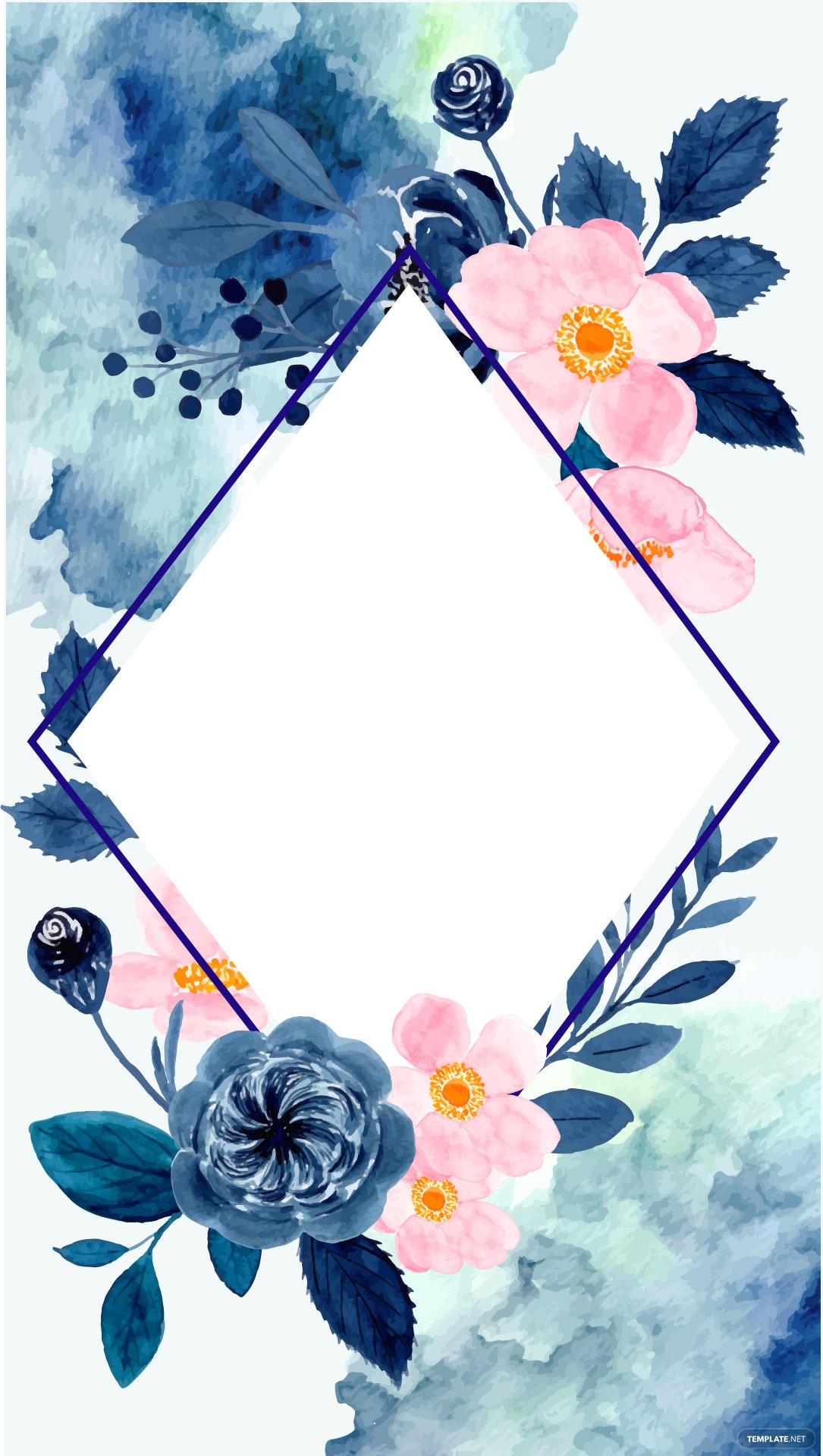 Free Watercolor Floral Frame Background, Illustrator, JPG, SVG
