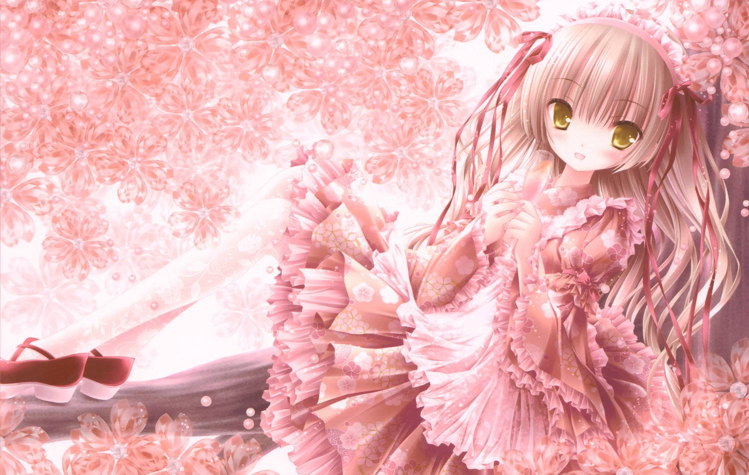 Magical Pink Anime Girl Wallpaper