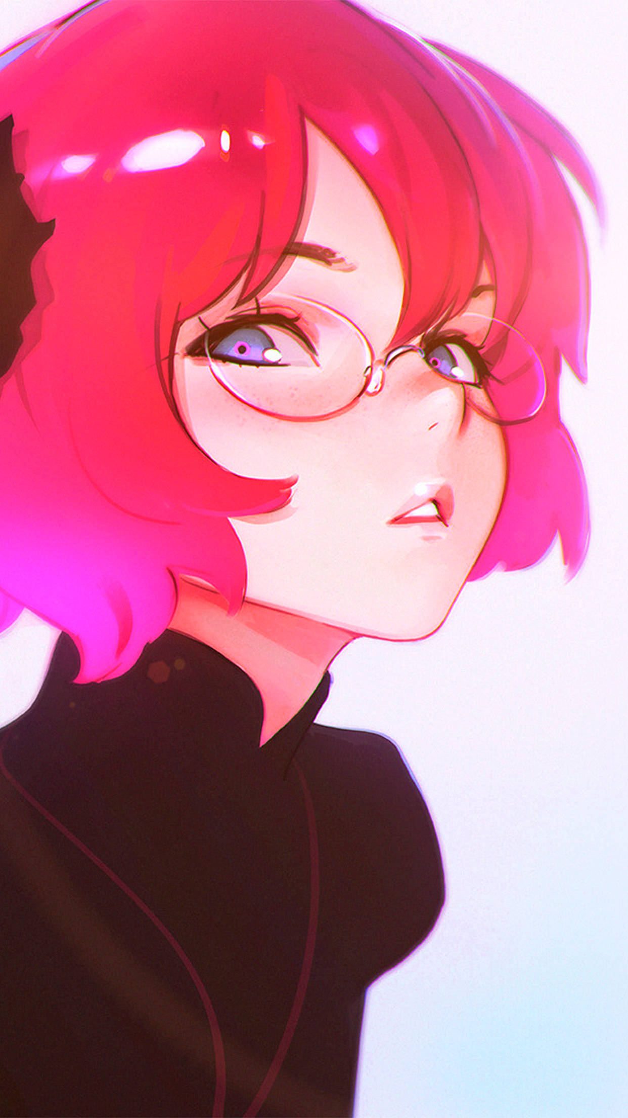 Download Cute Anime Girl Short Pink Hair Wallpaper