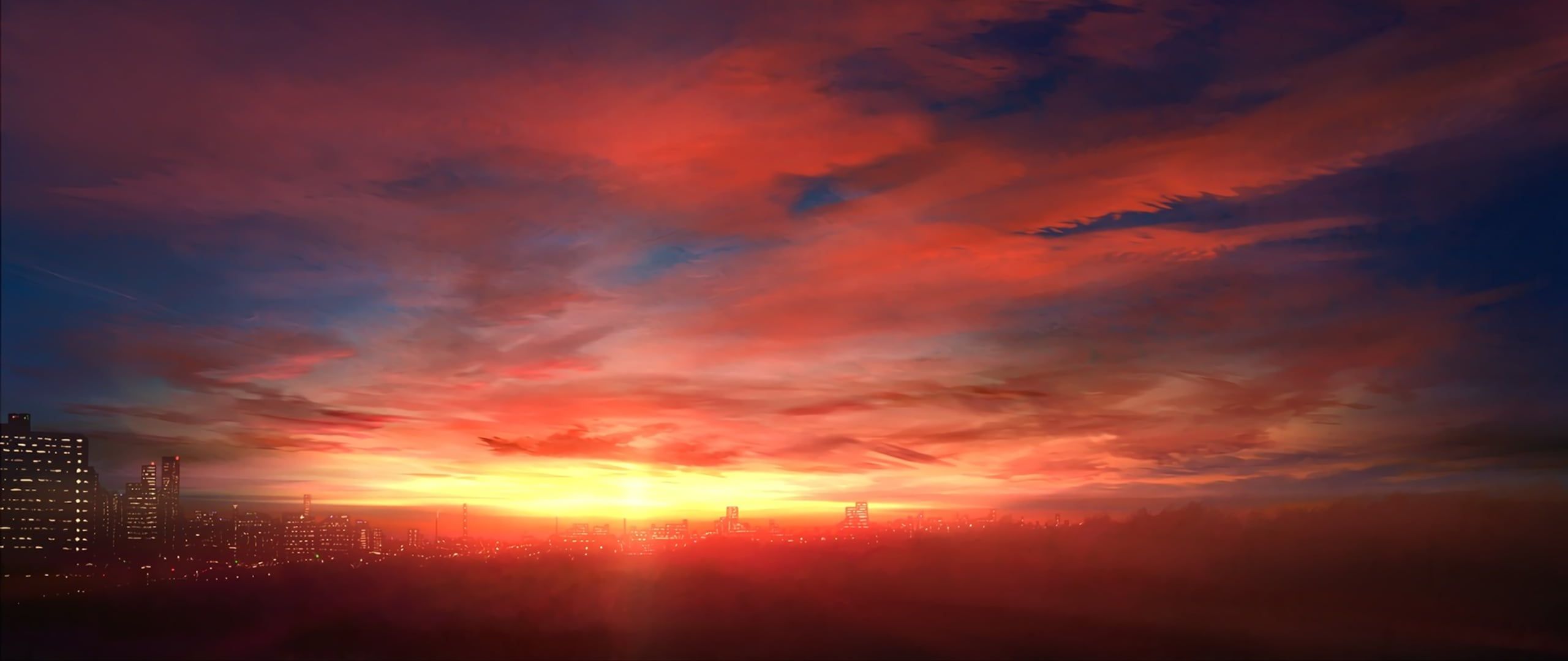 gray buildings #landscape #anime #sunset #clouds #cityscape K #wallpaper #hdwallpaper #desktop. Sky anime, Cool picture, Sunset background