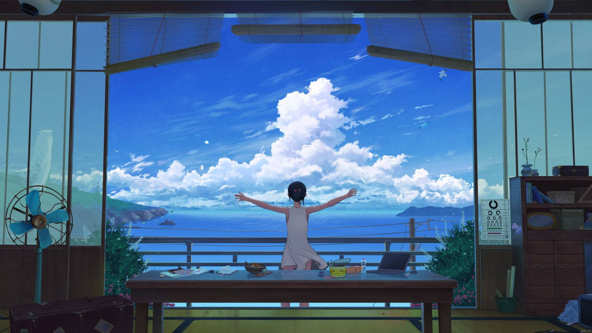 Download Chill 4k Countryside Anime Art Wallpaper