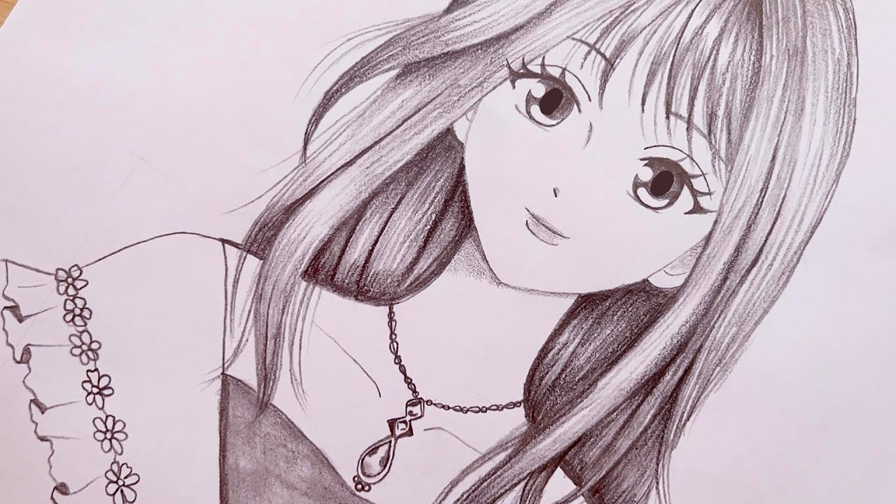 Easy anime drawing.. How to draw Anime girl by step.. Pencil Sketch for beginners