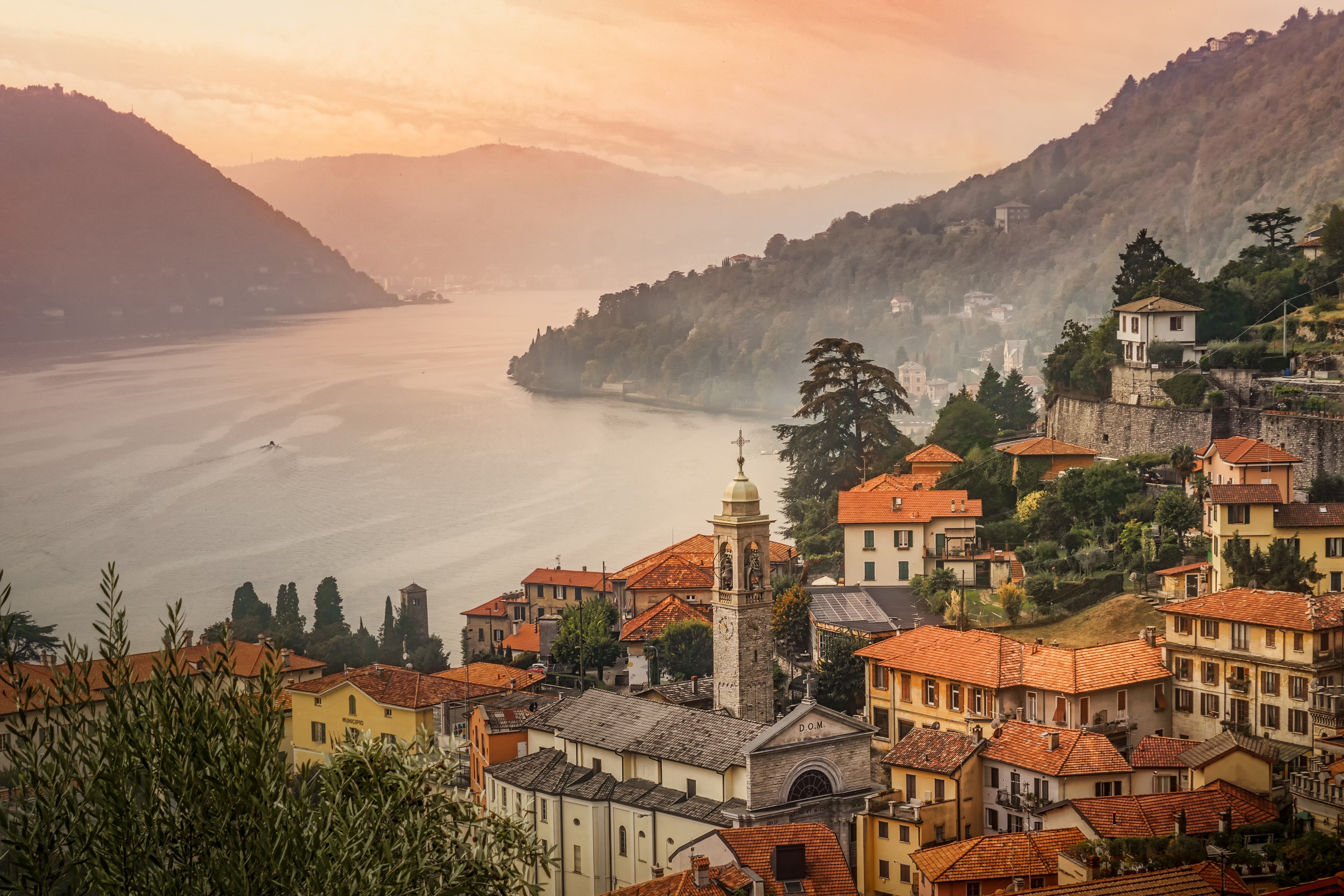 Moltrasio Como Lake, Italy, Houses, Lake, Mountains Gallery HD Wallpaper