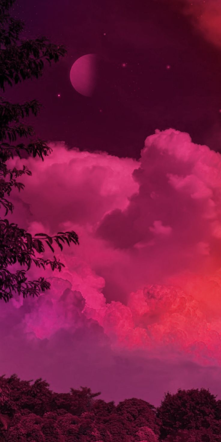 Hot pink clouds moon wallpaper. Pretty wallpaper background, Sky aest. Pink clouds wallpaper, Pretty wallpaper background, Beautiful nature wallpaper