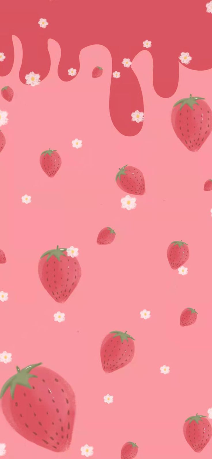 Aesthetic Strawberry Wallpaper. Pink wallpaper background, iPhone wallpaper kawaii, Wallpaper doodle