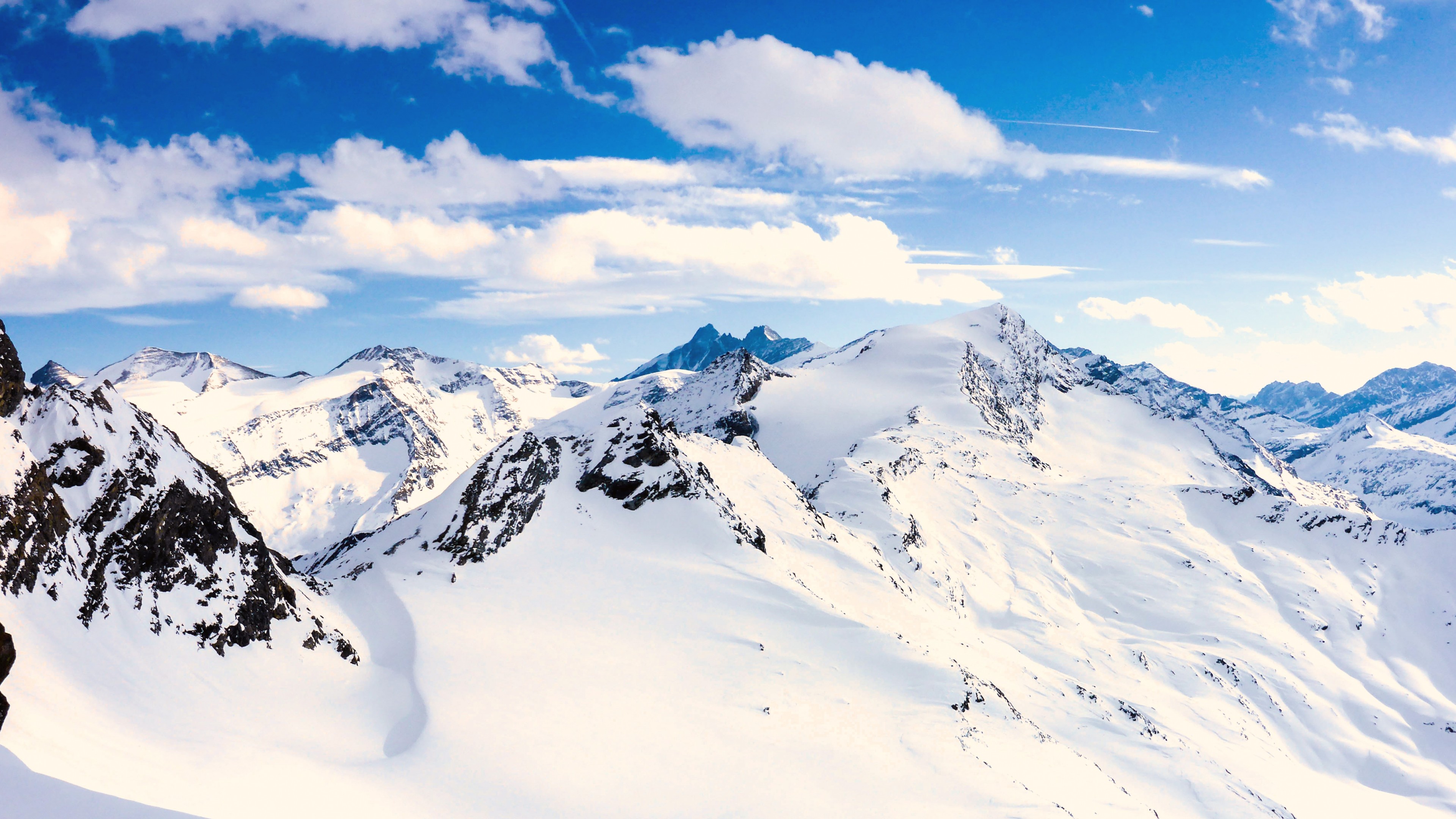 Wallpaper / Grossglockner, mountains, Austria, snow, winter, sky, clouds, 4K free download