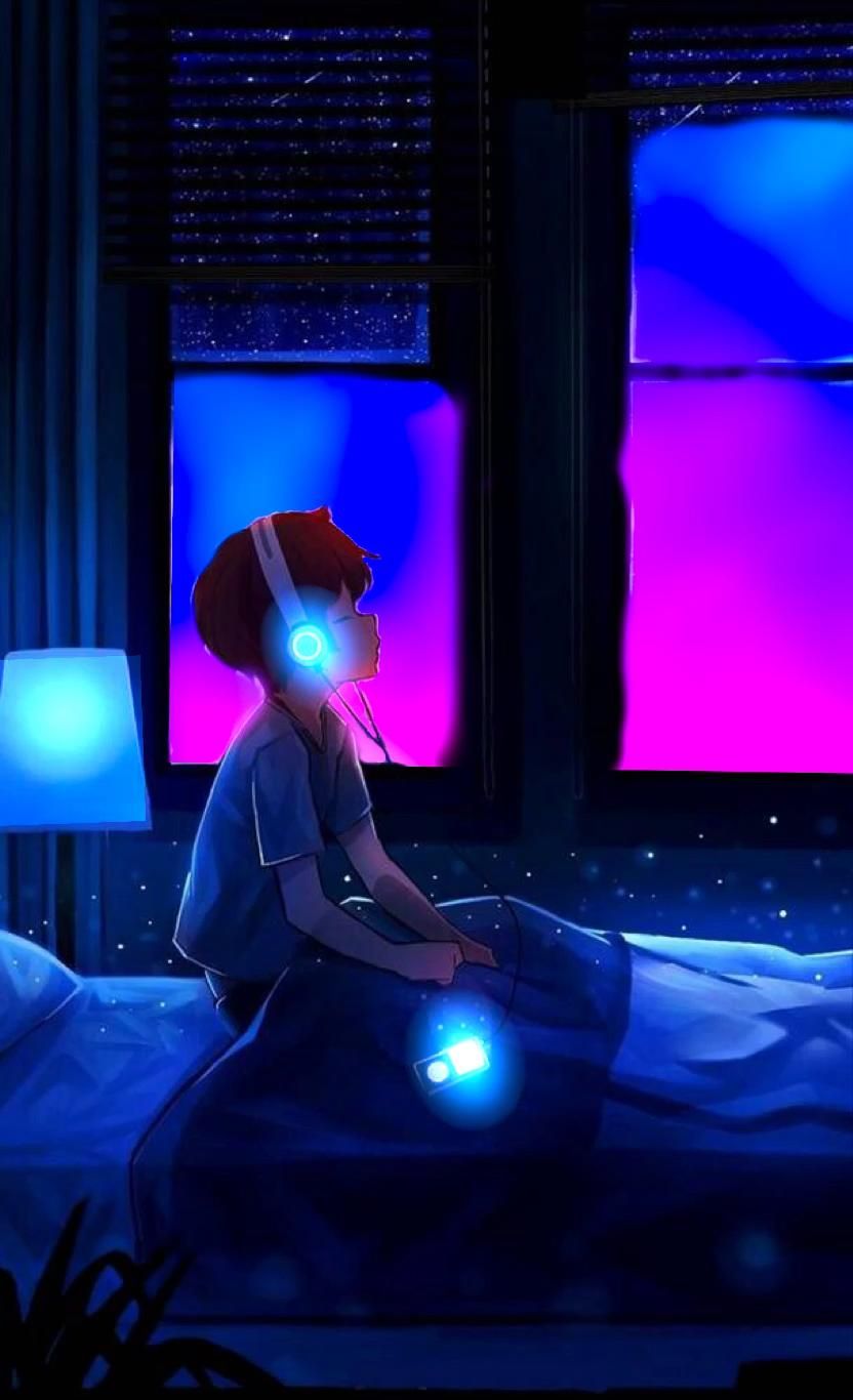 Anime Boy Listening To Music Wallpaper
