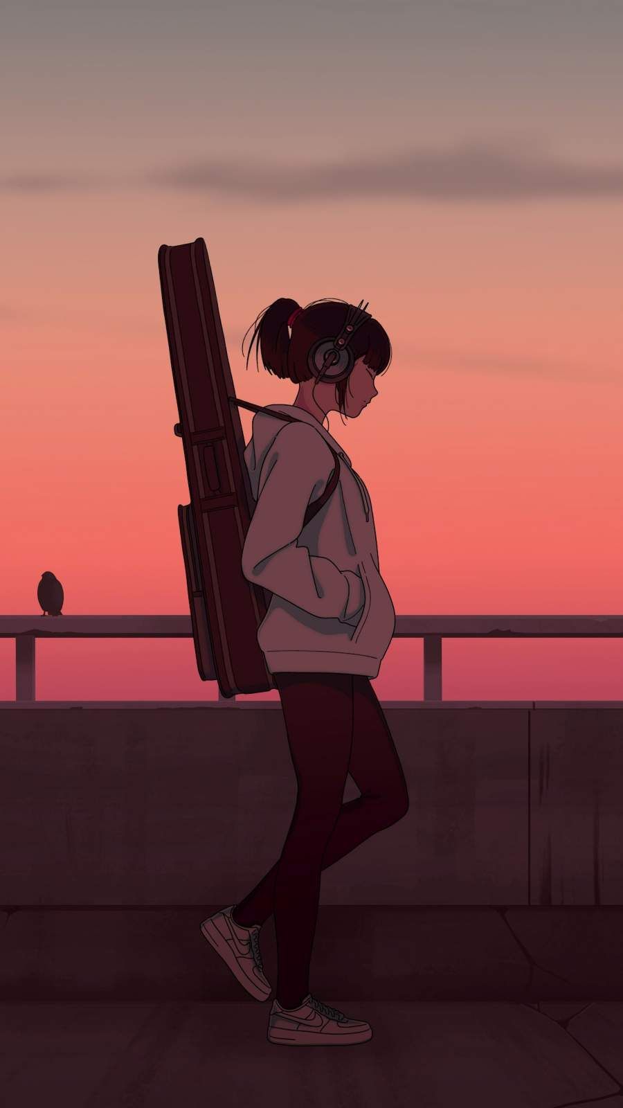 Anime Girl Listening to Music Wallpaper Free Anime Girl Listening to Music Background