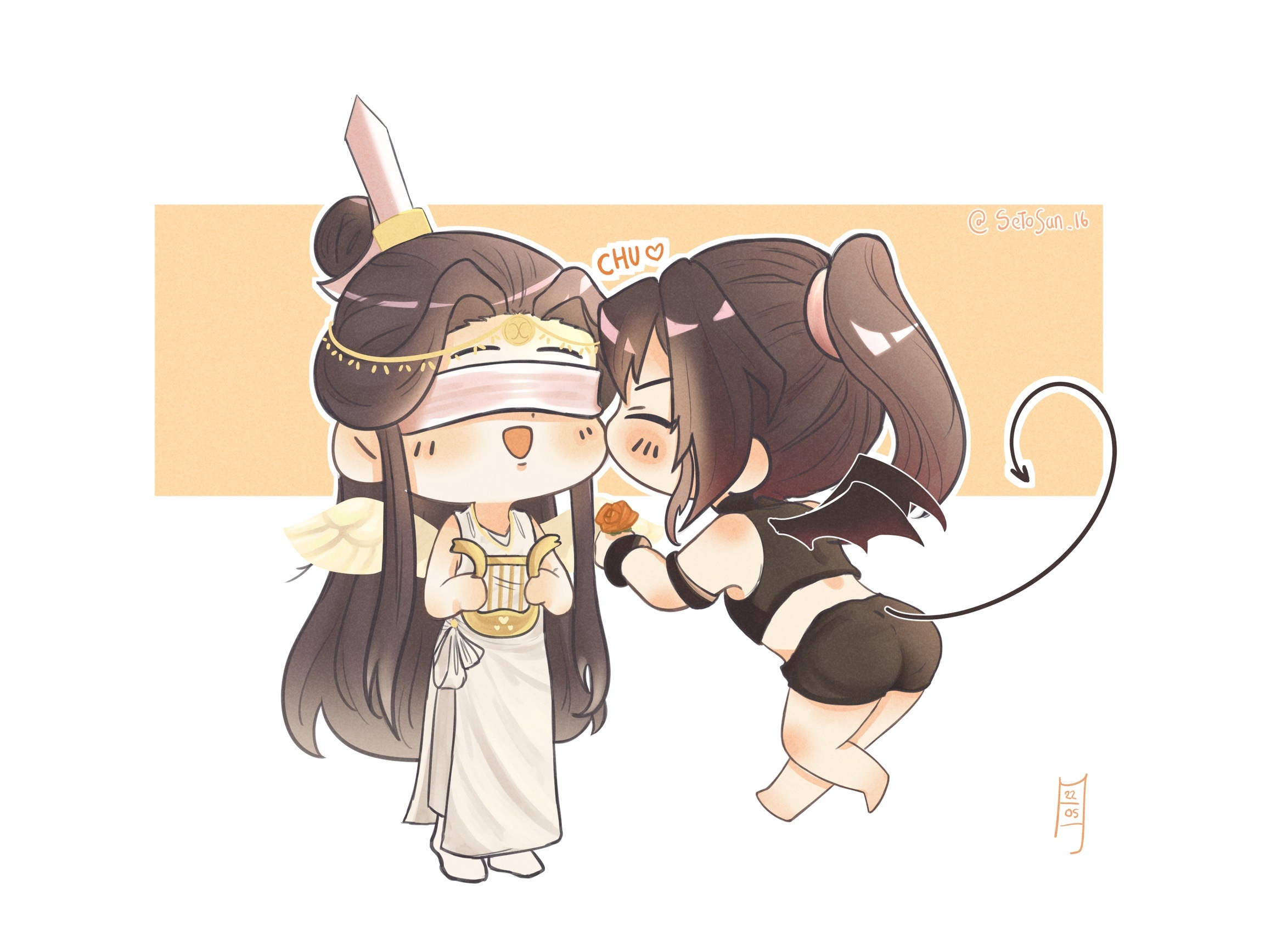 HD desktop wallpaper: Anime, Kiss, Cute, Chibi, Mo Dao Zu Shi, Xue Yang, Xiao Xingchen download free picture