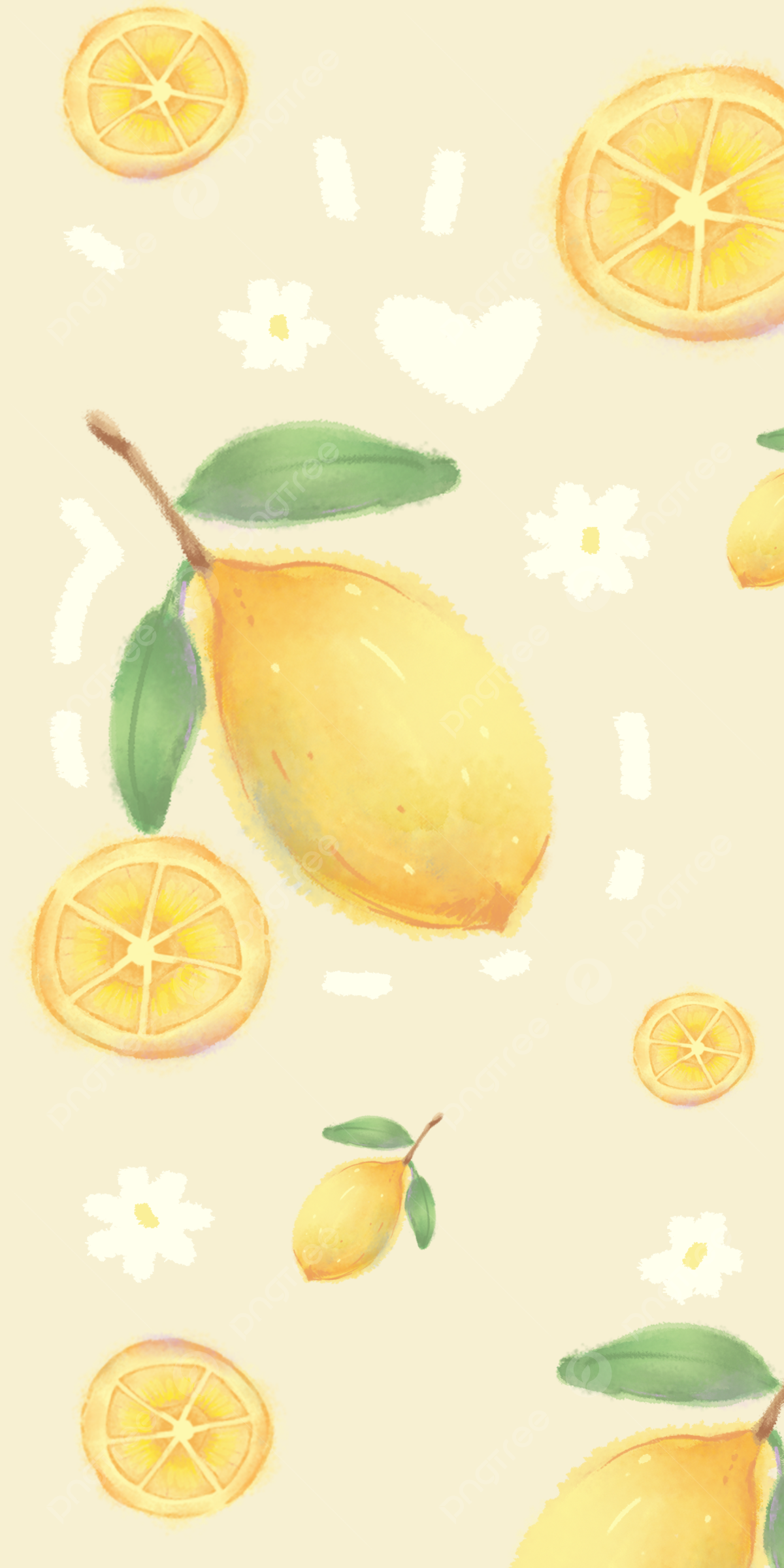 Cute Watercolor Lemon Mobile Wallpaper Background, Lemon, Watercolor, Phone Wallpaper Background Image for Free Download