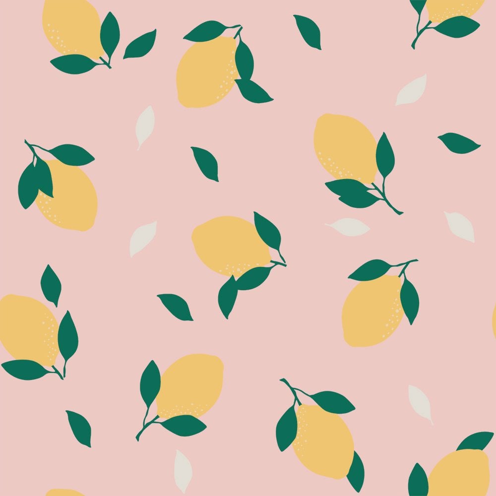 Peel and Stick Lemons Pink Wallpaper
