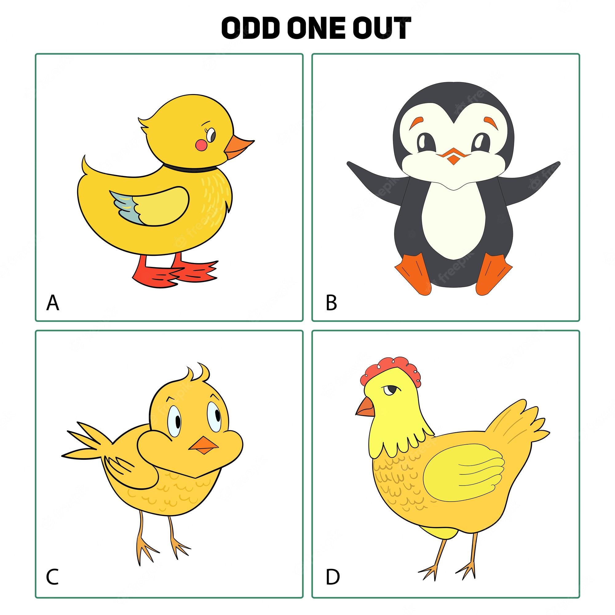 Premium Vector. Odd one out child game vector illustration