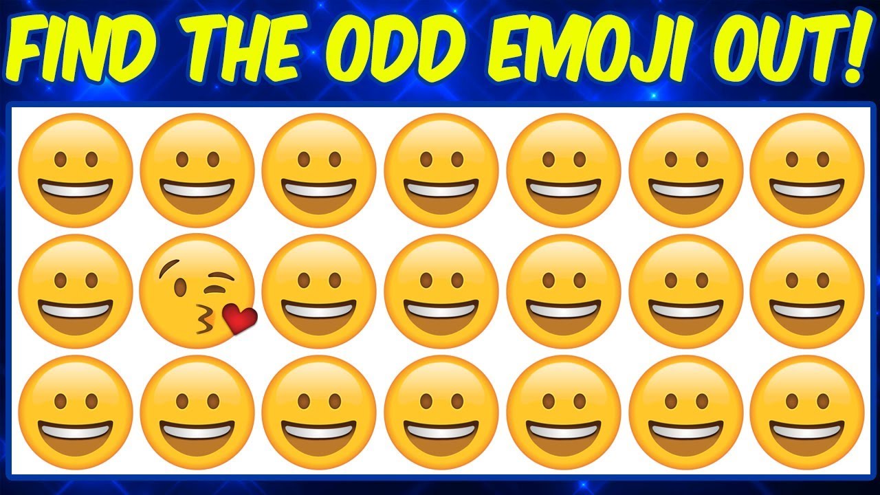 Can You Find the Odd Emoji Out in These Picture puzzles? Emoji Puzzle Brain games. Odd one out