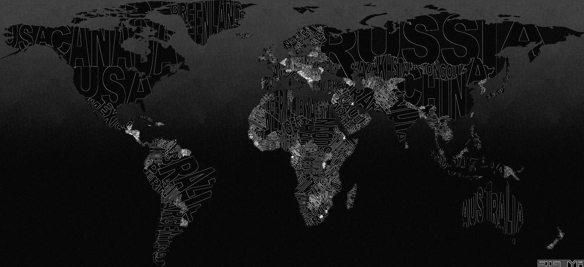 Download Dark Country Names World Map Wallpaper