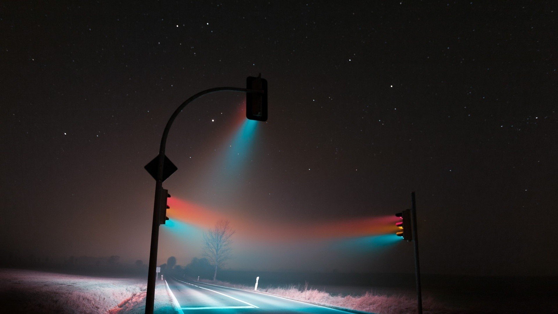 Lucas Zimmermann, Photography, Traffic lights, Night, Stars HD Wallpaper / Desktop and Mobile Image & Photo