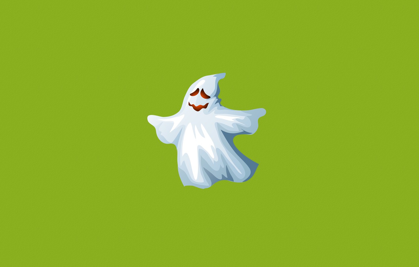 Wallpaper white, green, smile, minimalism, Ghost, ghost, Ghost image for desktop, section минимализм