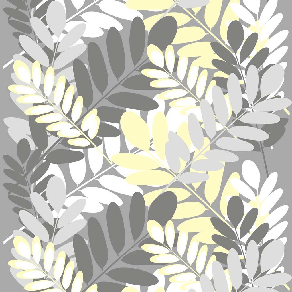 Acacia Leaves Grey White Light Yellow Wallpaper Plant Motif