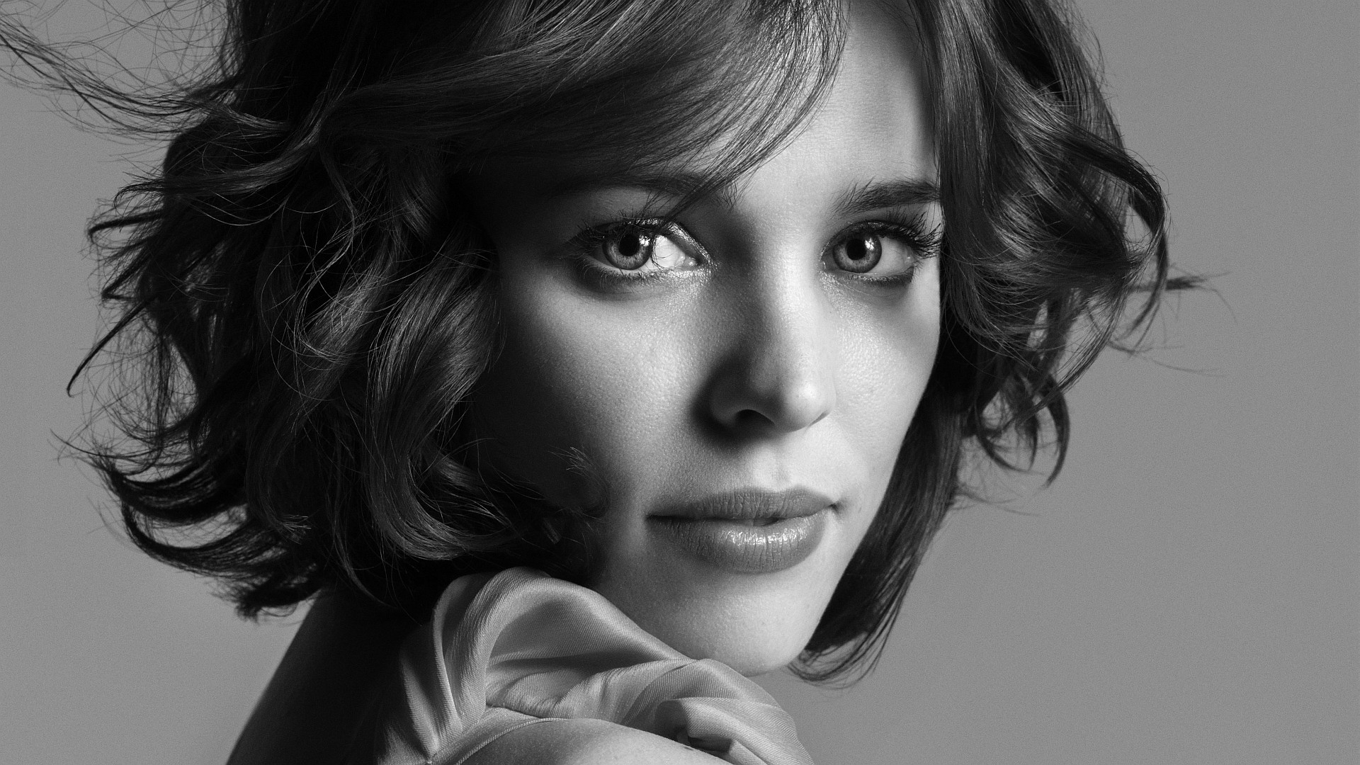 Wallpaper, face, long hair, singer, actress, black hair, nose, Rachel McAdams, emotion, Person, head, supermodel, girl, beauty, eye, woman, lady, hairstyle, black and white, monochrome photography, portrait photography, photo shoot, brown