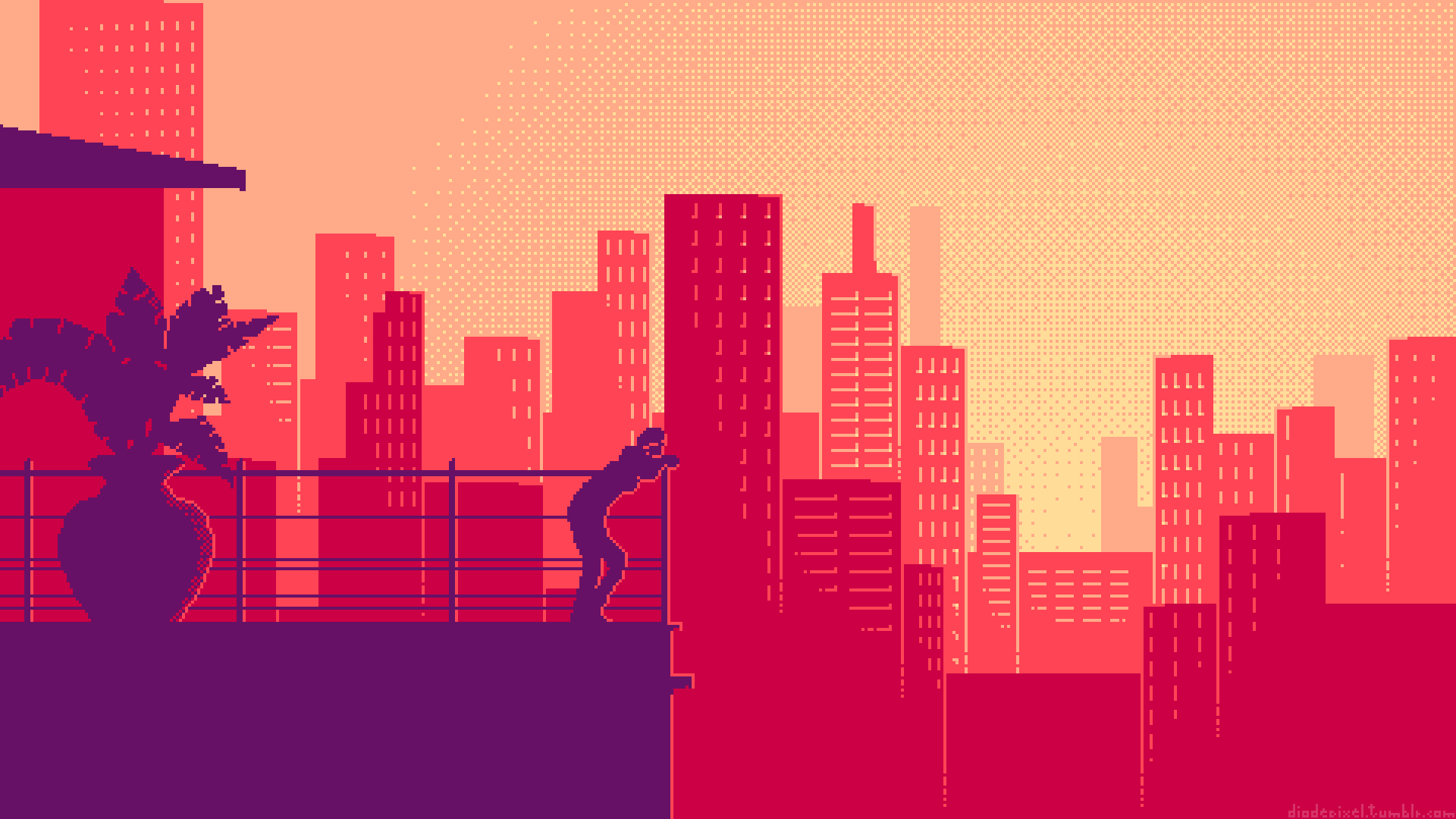 Red Pixel Art Wallpaper