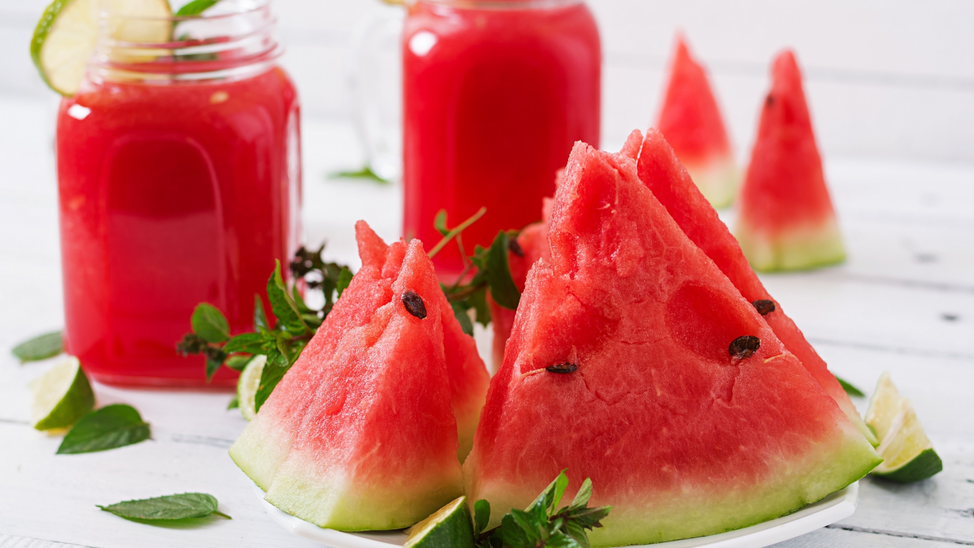 Download wallpaper 1920x1080 summer, watermelon slices, full hd, hdtv, fhd, 1080p wallpaper, 1920x1080 HD background, 24630