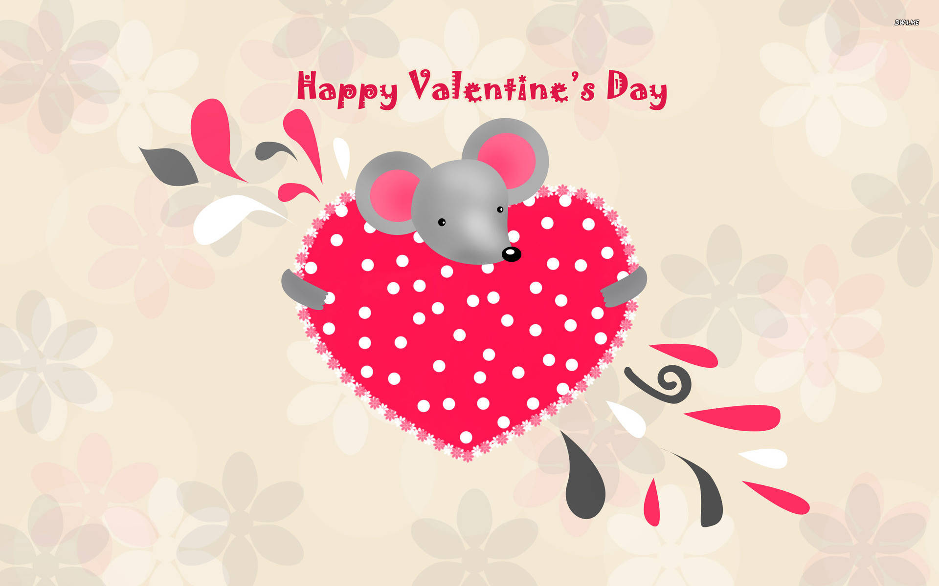 Download Mouse Hugging Heart On Valentine's Day Wallpaper