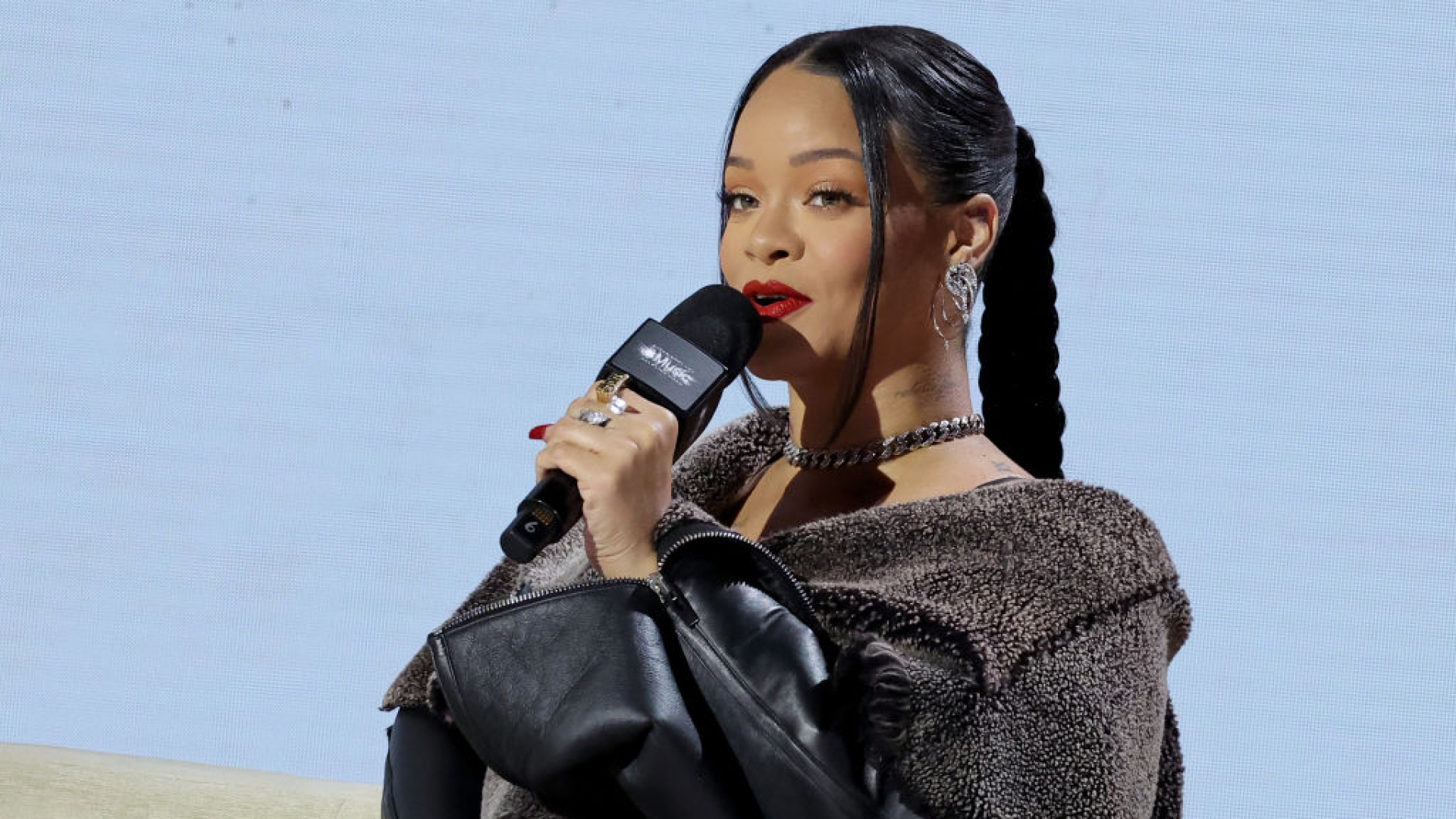 Rihanna at press conference for Super Bowl 2023 Halftime Show, photo