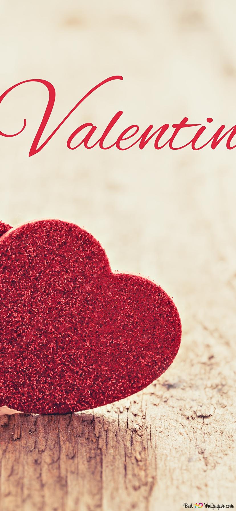 Valentine's day red hearts pair 2K wallpaper download