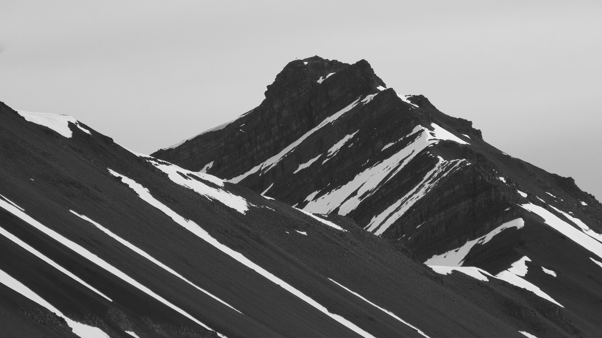 Wallpaper, hill, grey, mountains, snowy peak 1920x1080