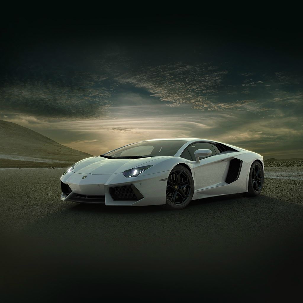 Lamborghini Car Exotic White Art iPad Wallpaper Free Download