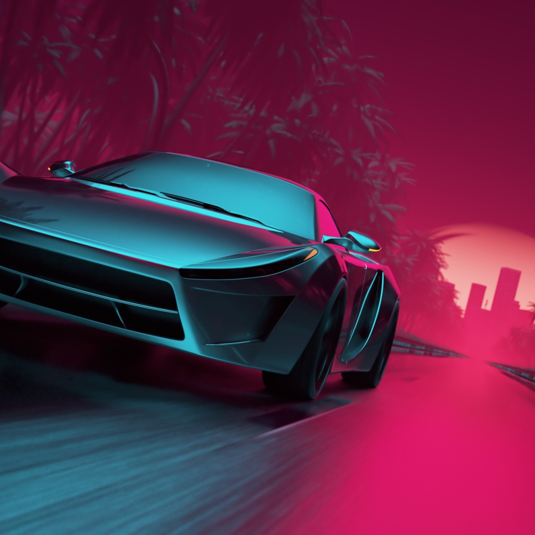 Neon Car Wallpaper and Background 4K, HD, Dual Screen