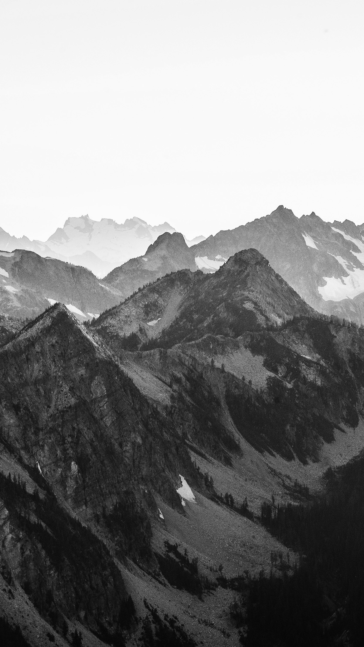 iPhone X wallpaper. mountain layer view nature top bw dark