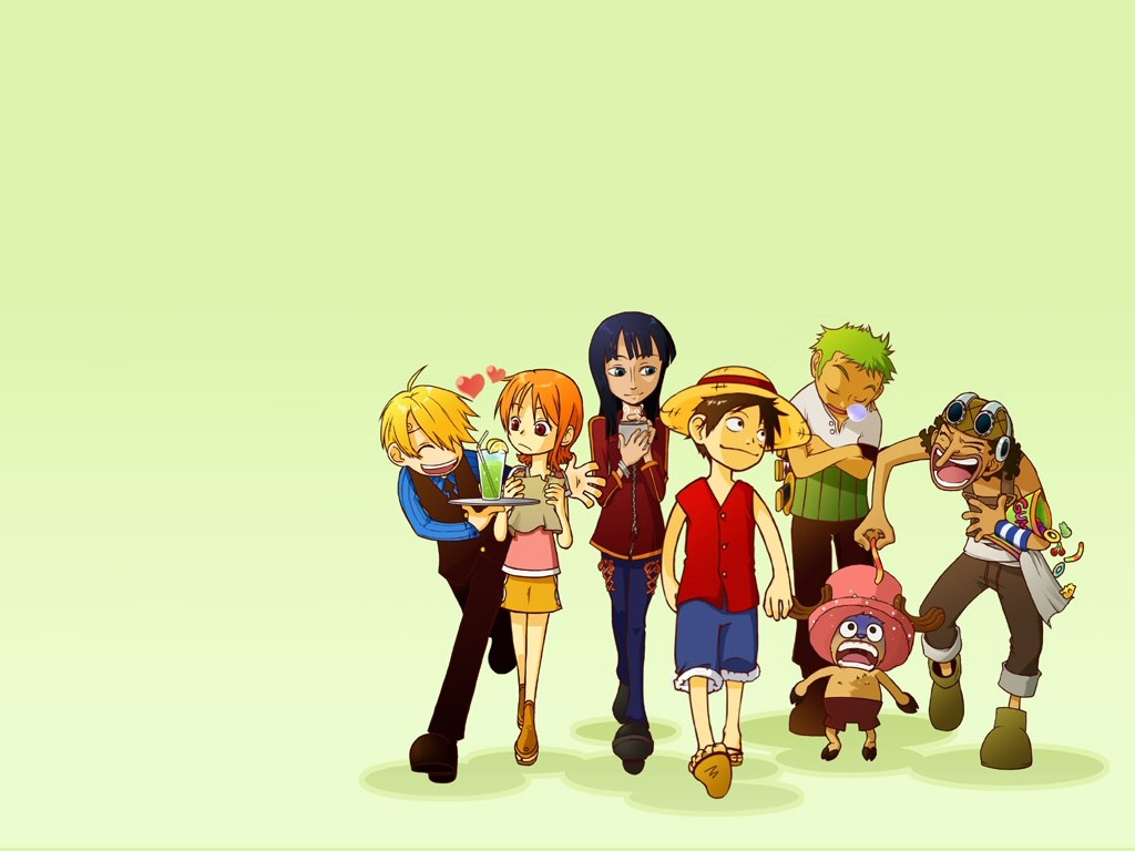 Wallpaper, people, illustration, anime, cartoon, Toy, One Piece, Sanji, Monkey D Luffy, Roronoa Zoro, brand, Nami, Tony Tony Chopper, Nico Robin, Usopp, play, product 1024x768