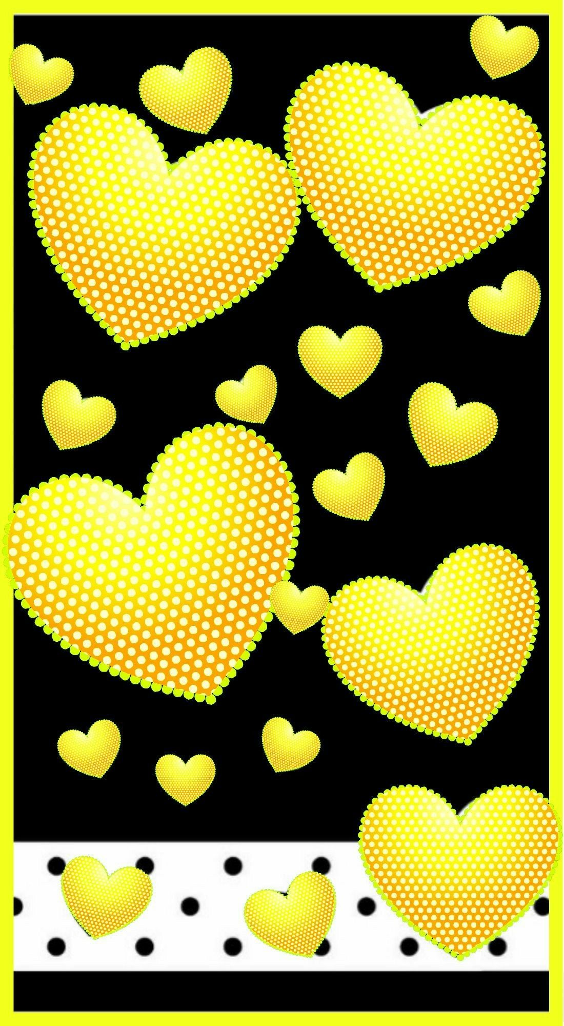 Yellow hearts wallpaper. ハートの壁紙, 壁紙 花, ハート 柄