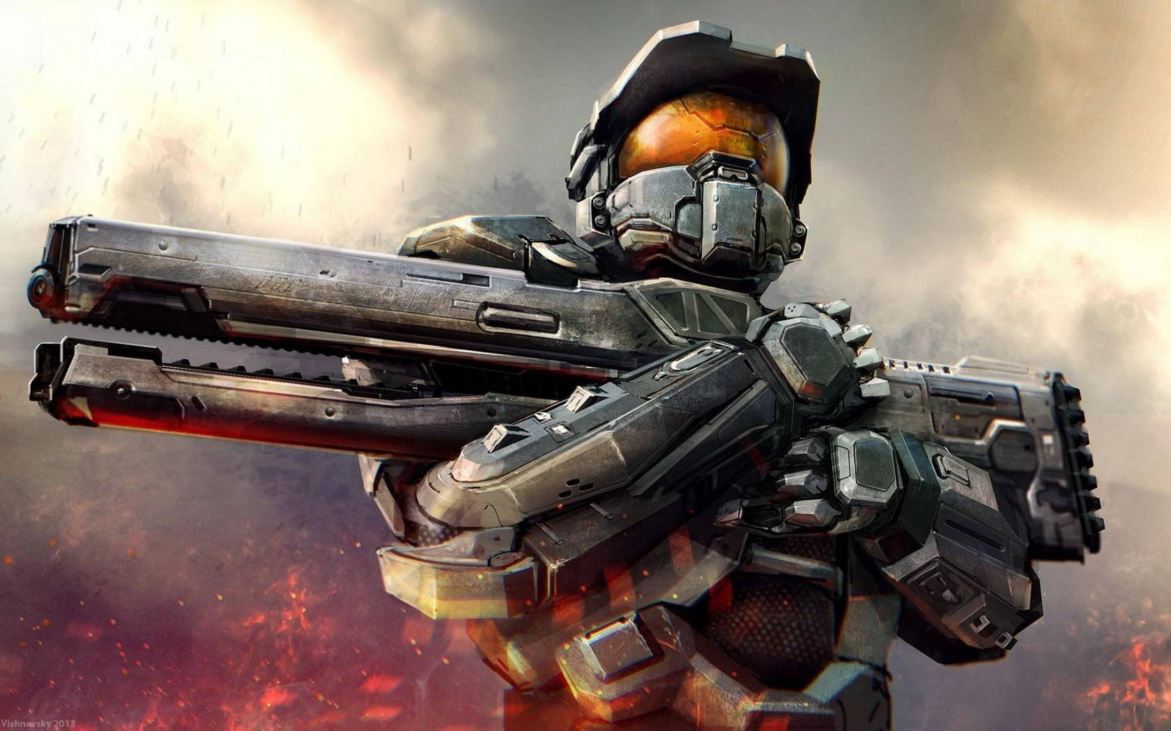 Download Halo 4 Spartan With Rail Gun Wallpaper