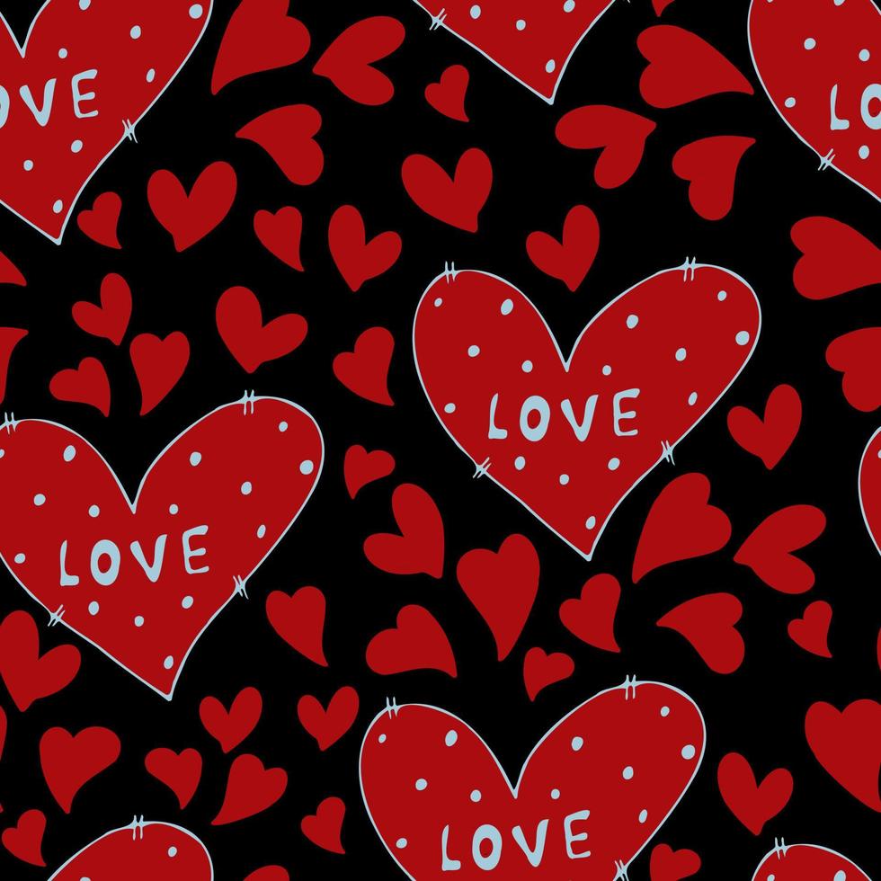 vector seamless pattern of hearts with Valentine's Day 14 February. Background for invitations, wallpaper, wrapping paper and scrapbooking