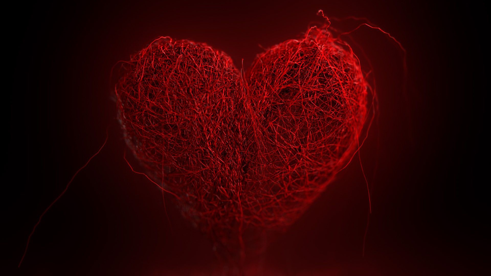 illustration, heart, red, Valentine, vector art, yarn, flower, darkness, computer wallpaper, human body, fractal art, organ, geological phenomenon Gallery HD Wallpaper