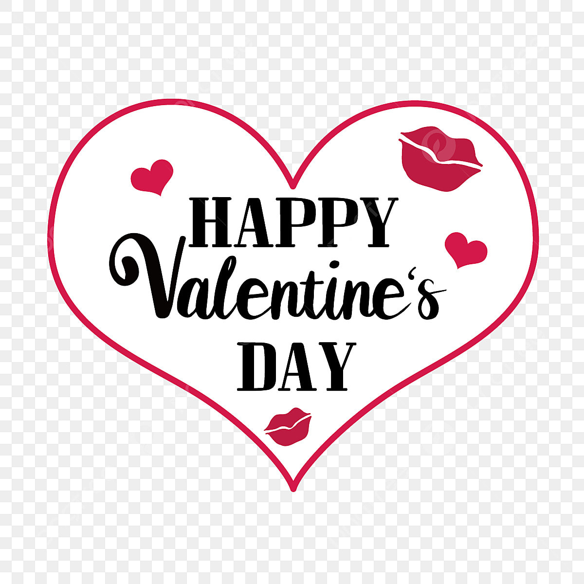 Love Valentines Day Vector HD PNG Image, Hand Drawn Cartoon Valentines Day Love Lips Happy Valentine S Day Font, Happy Valentines Day, Line, Red PNG Image For Free Download
