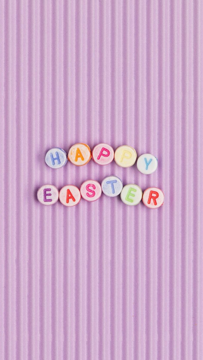 HAPPY EASTER beads text typography on purple. free image / Tana. Easter background, Easter wallpaper, Pink easter wallpaper