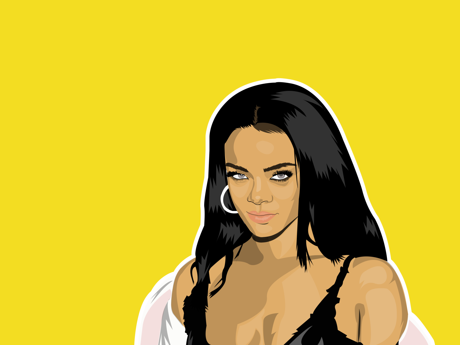 Rihanna Cartoon Portrait Vector