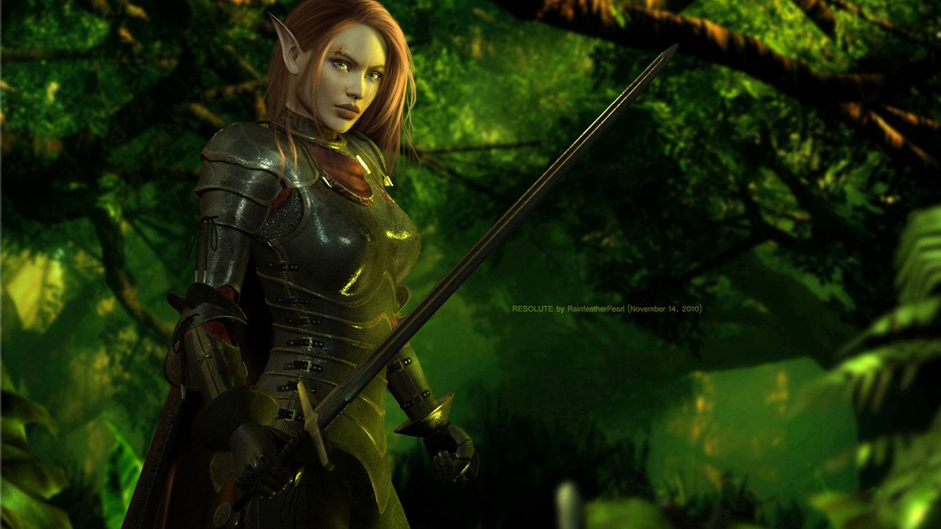 Elf Wallpaper Armor Wood Warrior Sword Rendering Photo On The. Elf warrior, Female elf, Warrior woman