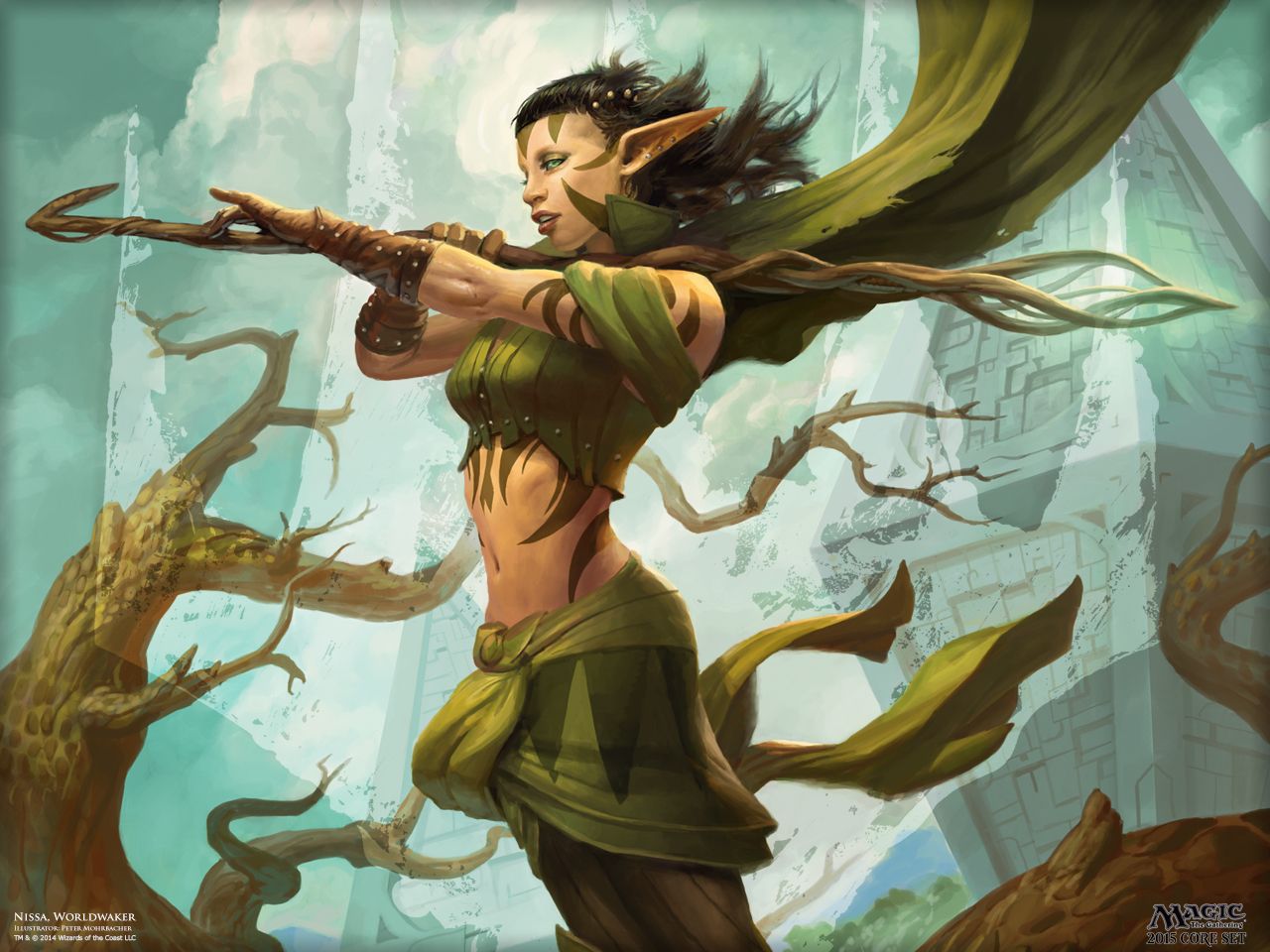 Nissa Worldwaker Wallpaper. Character wallpaper, The gathering, Magic the gathering
