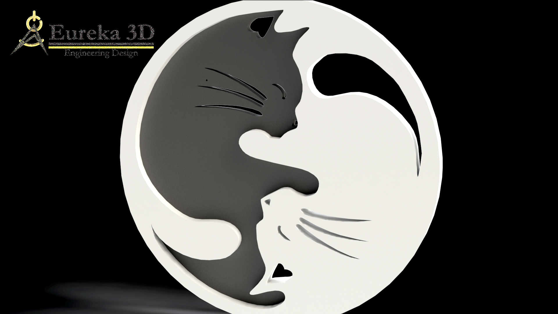 STL file YIN YANG CAT KEYCHAIN・3D printer model to download・Cults
