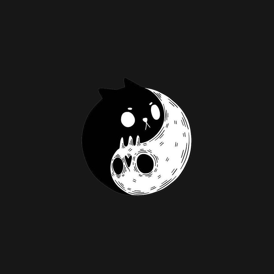 Yin yang ghost cat Digital Art