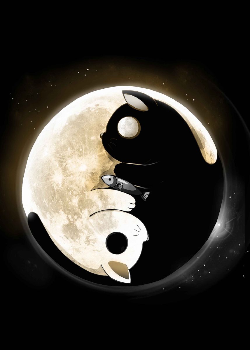 Ying Yang Cats' Poster