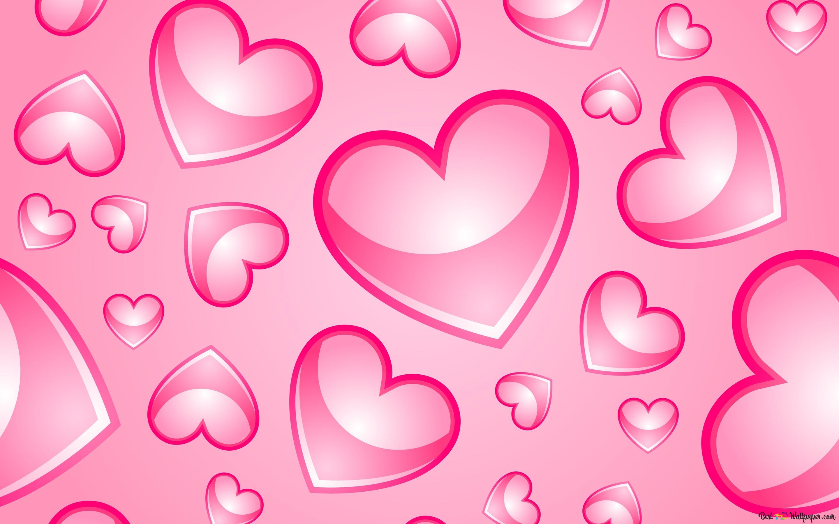 Valentine's day pink artistic hearts 4K wallpaper download