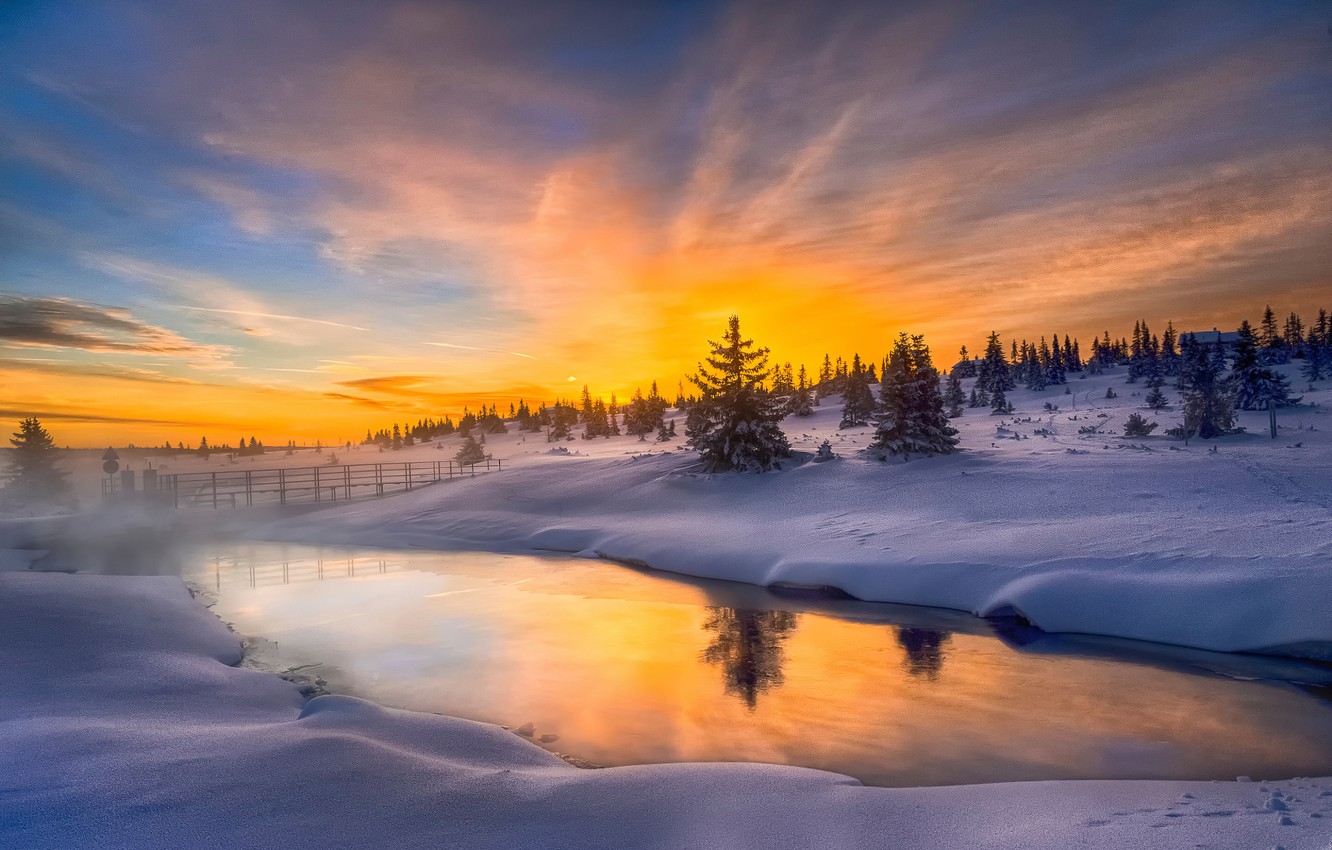 Wallpaper morning, Norway, Cold morning, Hot Haze image for desktop, section природа