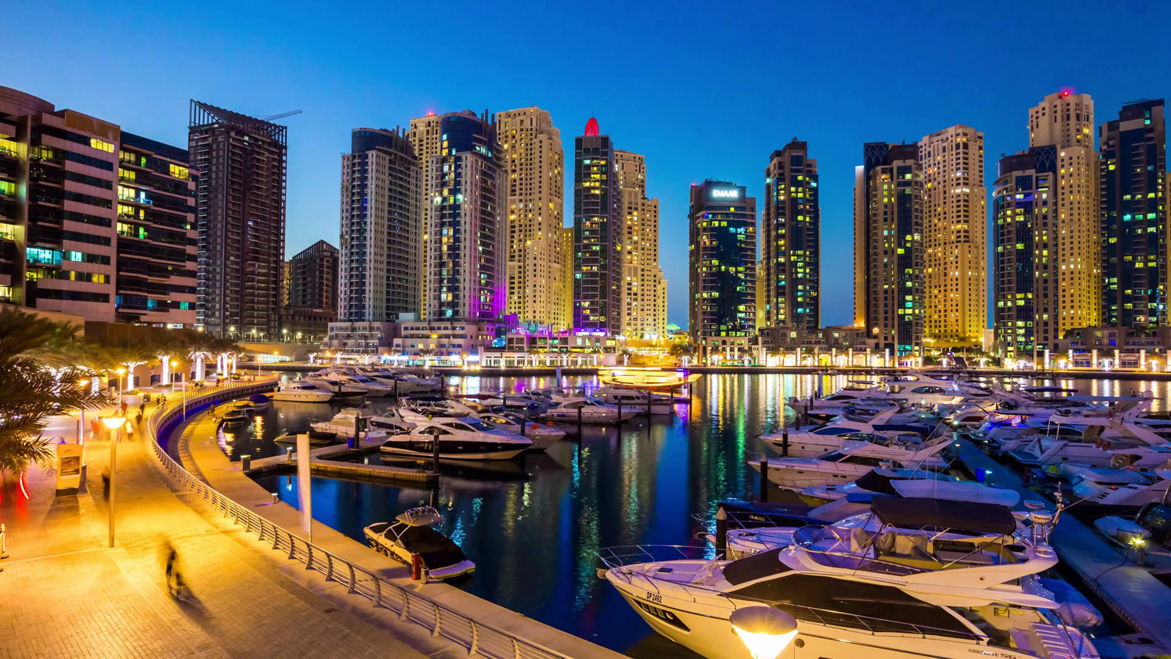 Dubai Marina Yacht Dock Walk At Night Ultra HD Wallpaper Image For Desktop And Mobile 3840x2160, Wallpaper13.com